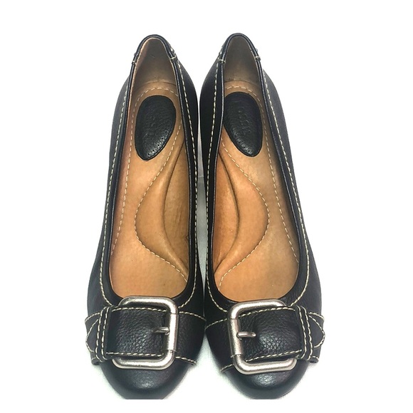 Black FOSSIL Leather Maddox Wedges 9.5 - Picture 5 of 8